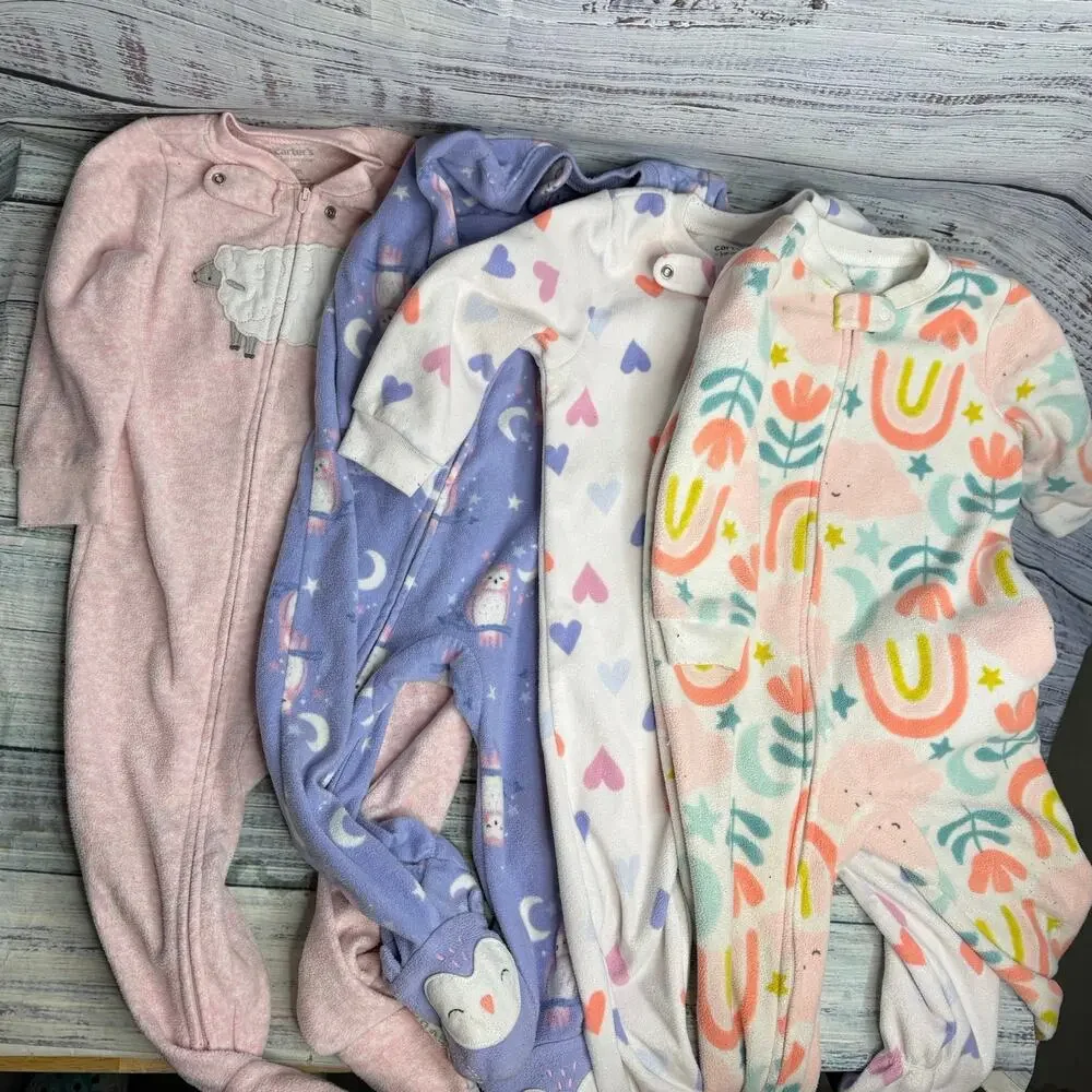 Carter’s Just One You 18M Baby Girl Fleece Footed Pajamas 4Pc Zip Lot